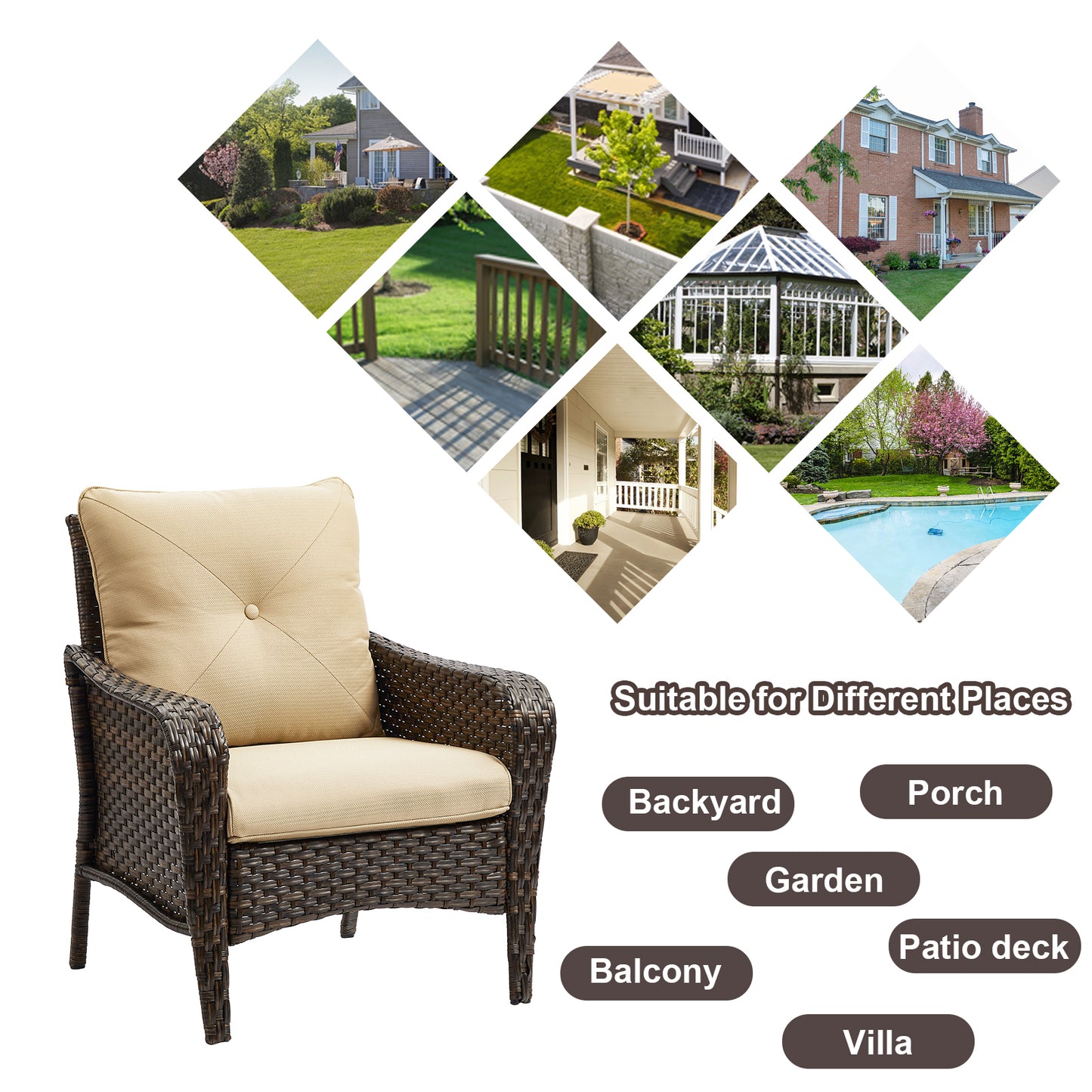Save 60% - 2-Piece Wicker Patio Chair Set – Deep Seating Rattan Armchairs with Cushions for Porch, Lawn