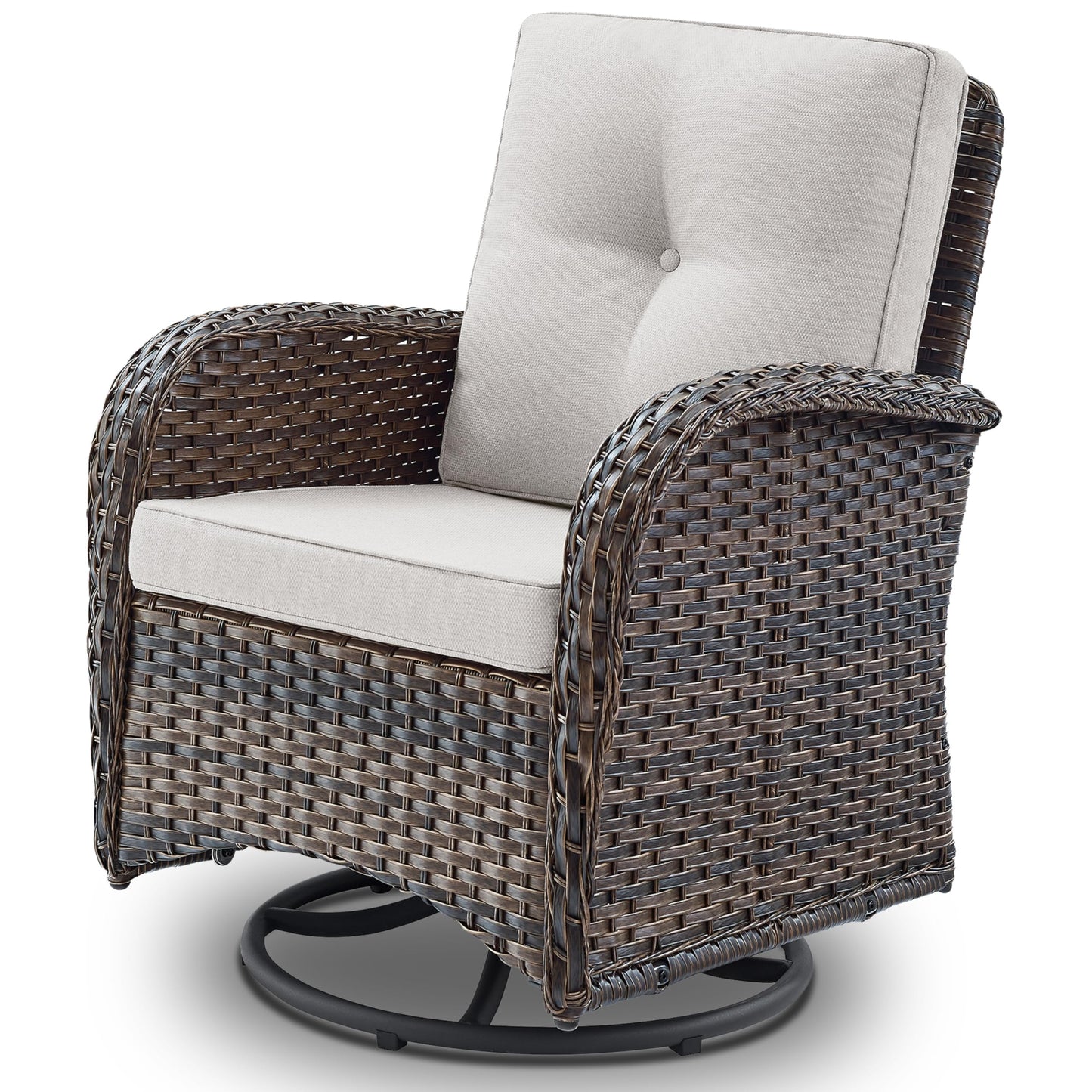 Patio Single PE Wicker Swivel Glider Chair with Thick Cushions, NDS Series