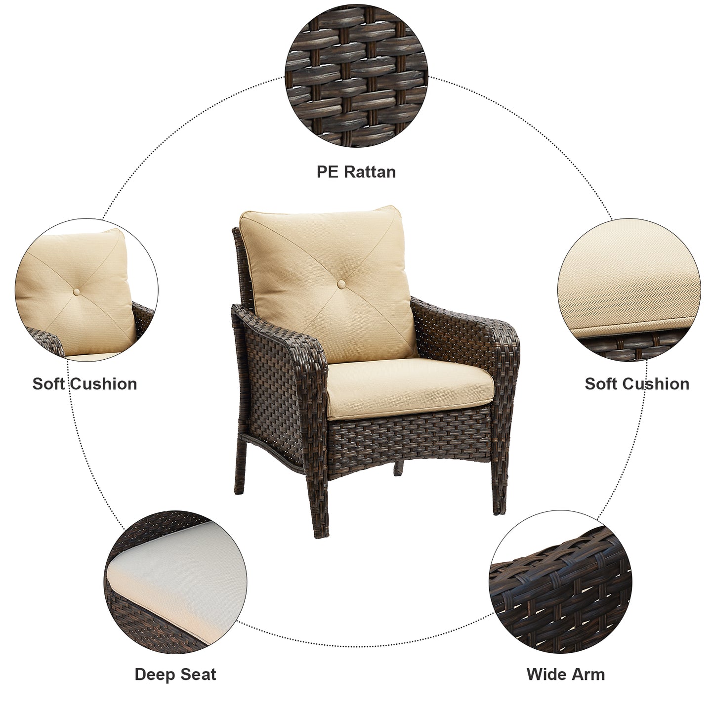 Save 50% - 2-Piece Wicker Patio Chair Set – Deep Seating Rattan Armchairs with Cushions for Porch, Lawn