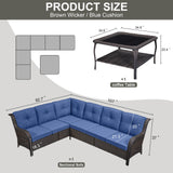 Save 50% - 7-Piece L-Shaped Patio Sectional Sofa Set + Wicker Coffee Table, NTC Series - Belord