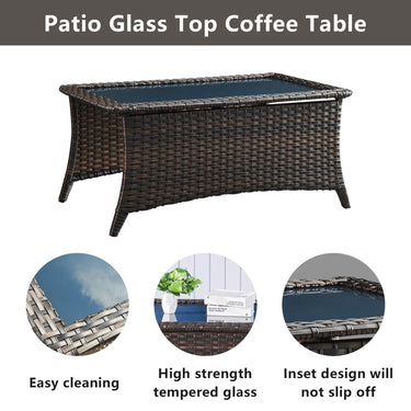 Patio Conversation Set 6-Piece with Sofa, Swivel Glider Chairs, Coffee Table, and Ottoman, NTC Series - Belord