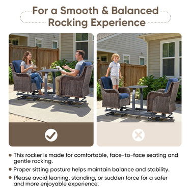 Belord 2-Person Outdoor Wicker Glider Loveseat with Integrated Side Table & Cushioned Seats, NTC Series - Belord