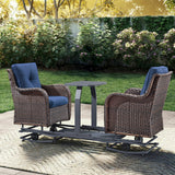 Belord 2-Person Outdoor Wicker Glider Loveseat with Integrated Side Table & Cushioned Seats, NTC Series - Belord