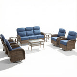 Grand 8-Piece Patio Furniture Set – Sofa & Swivel Rockers, 6" Cushions, Built for Garden Gatherings & Parties, ND Series - Belord
