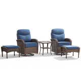 Upscale 5-Piece Swivel Chair Patio Set – Hand-Woven Wicker, 6" Cushions & Ottomans for Premium Garden Comfort, ND Series - Belord