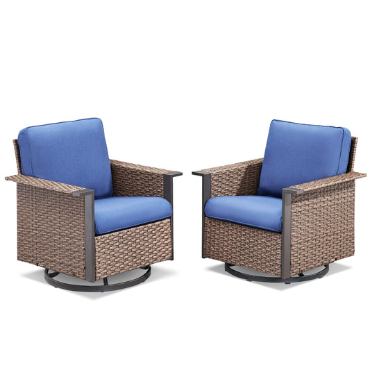 Patio Wicker Swivel Chairs Set Of 2, WNG Series