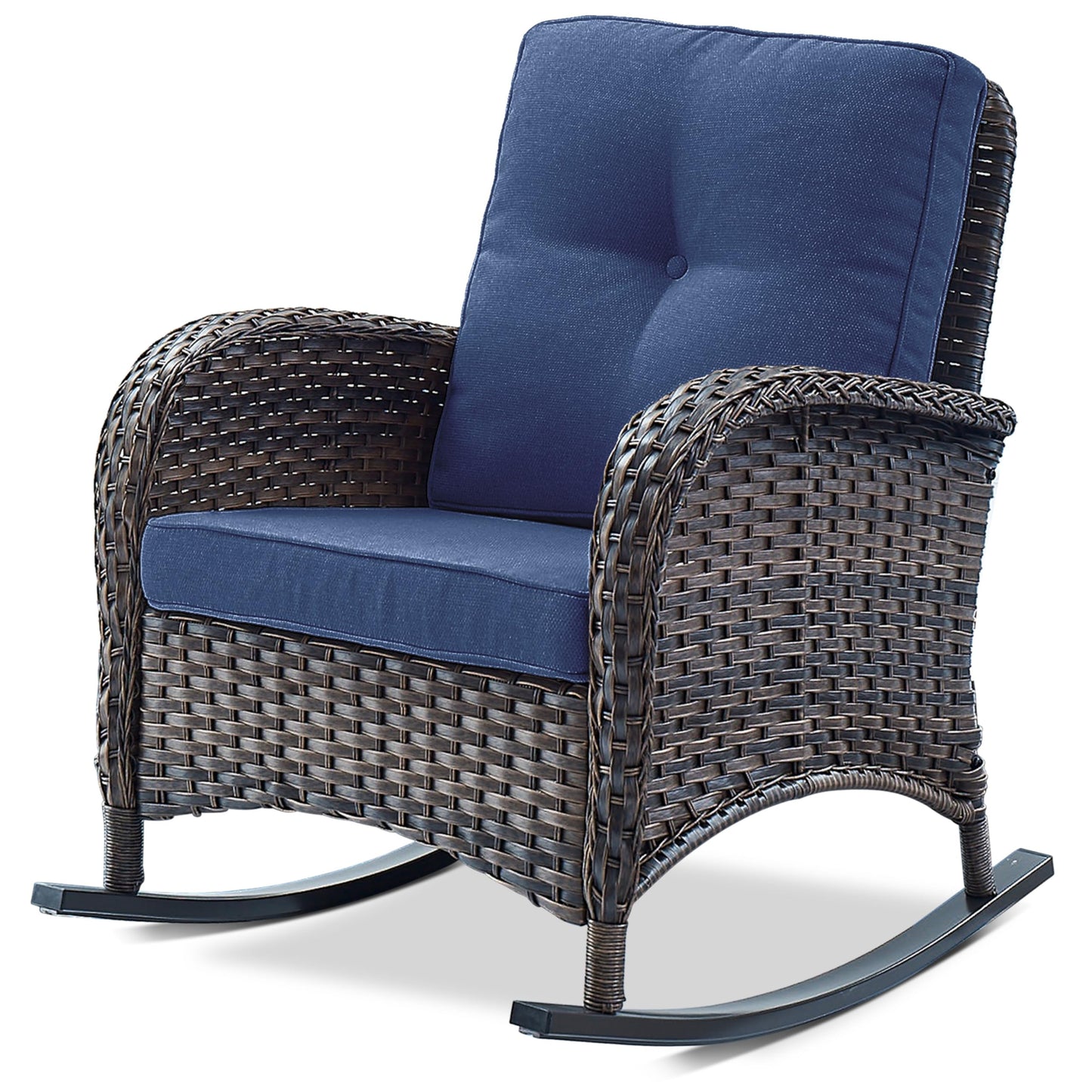 Patio Single PE Wicker Rocking Chair with Thick Cushions, NDS Series