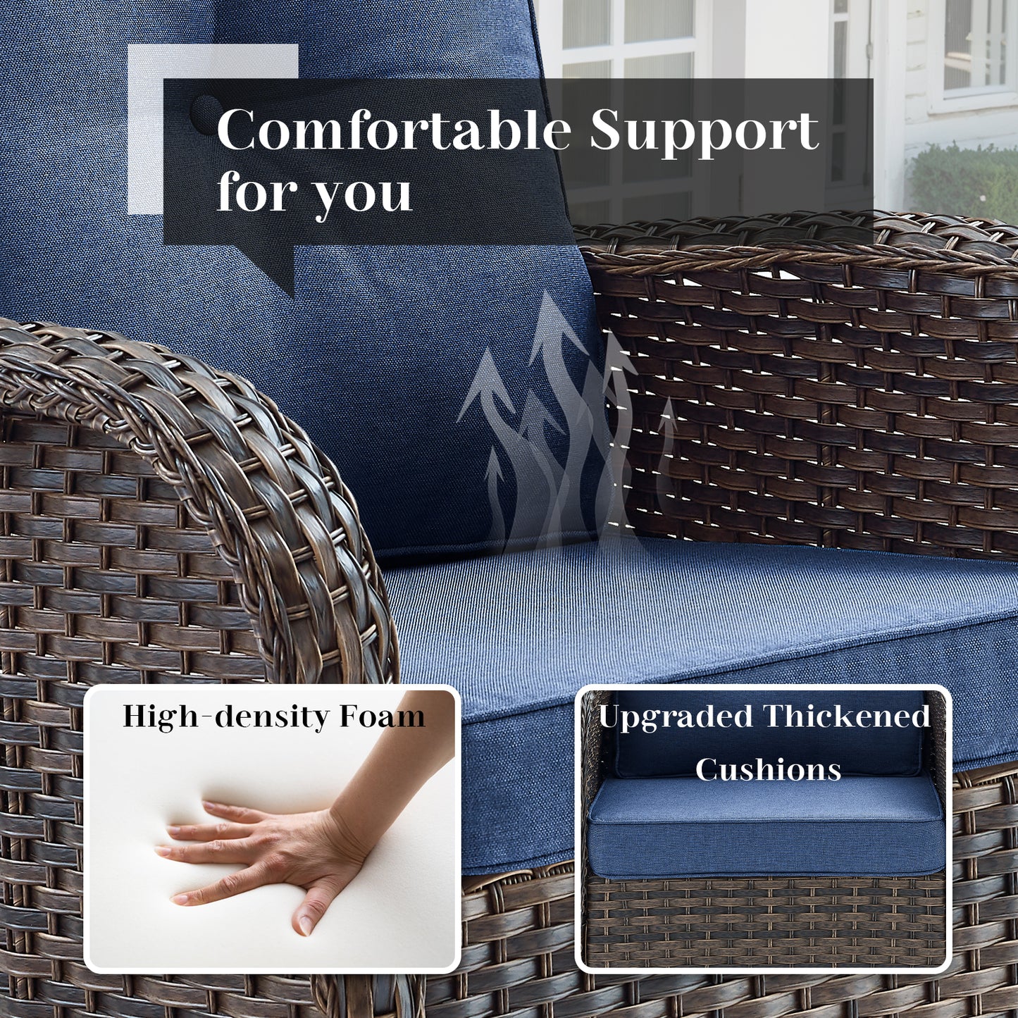 Patio Conversation Set 5-Piece with Loveseat, Rocking Chairs, Coffee Table, and Side Table, NDS Series