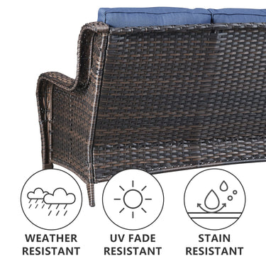 Patio Conversation Set 7-Piece with Sofa, Glider Loveseat, Swivel Glider Chairs, Ottoman and Coffee Table, NTC Series - Belord