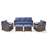 BBR Series 5-Piece Outdoor Sofa Set: 2 Swivel Chairs + 3-Seater with Ottomans - Belord