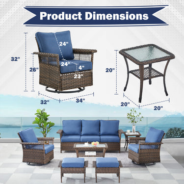 Swivel Glider Chairs Set with Side Table, SS Series - Belord