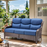 Oversized 3-Seat Wicker Sofa for Outdoor Patio – High Back & Extra Thick Cushions / NT Series - Belord