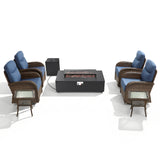 Upgraded 7-Piece Swivel Chair Patio Set with Split Fire Pit Table – Built for Social Summer Nights, ND Series - Belord