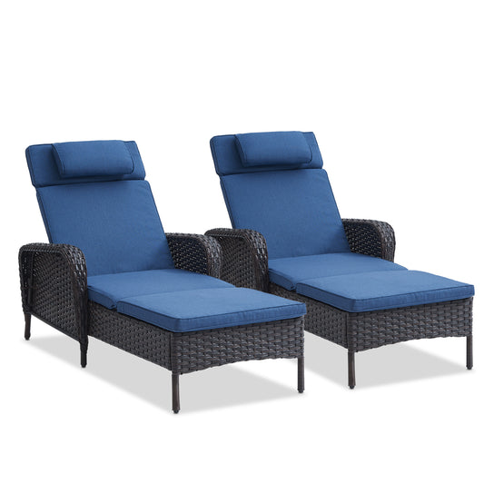 2-PC Outdoor Poolside 5-Position Adjustable Chaise Longue, NTC Series