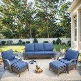 Patio Conversation Set 5-Piece with 1 Sofa, 2 Patio Chairs, 2 Ottoman, HW Series - Belord