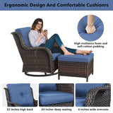Patio Conversation Set 6-Piece with Sofa, Swivel Glider Chairs, Coffee Table, and Ottoman, NTC Series - Belord