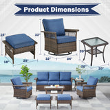 Swivel Glider Chairs Set with Ottoman and Side Table, SS Series - Belord