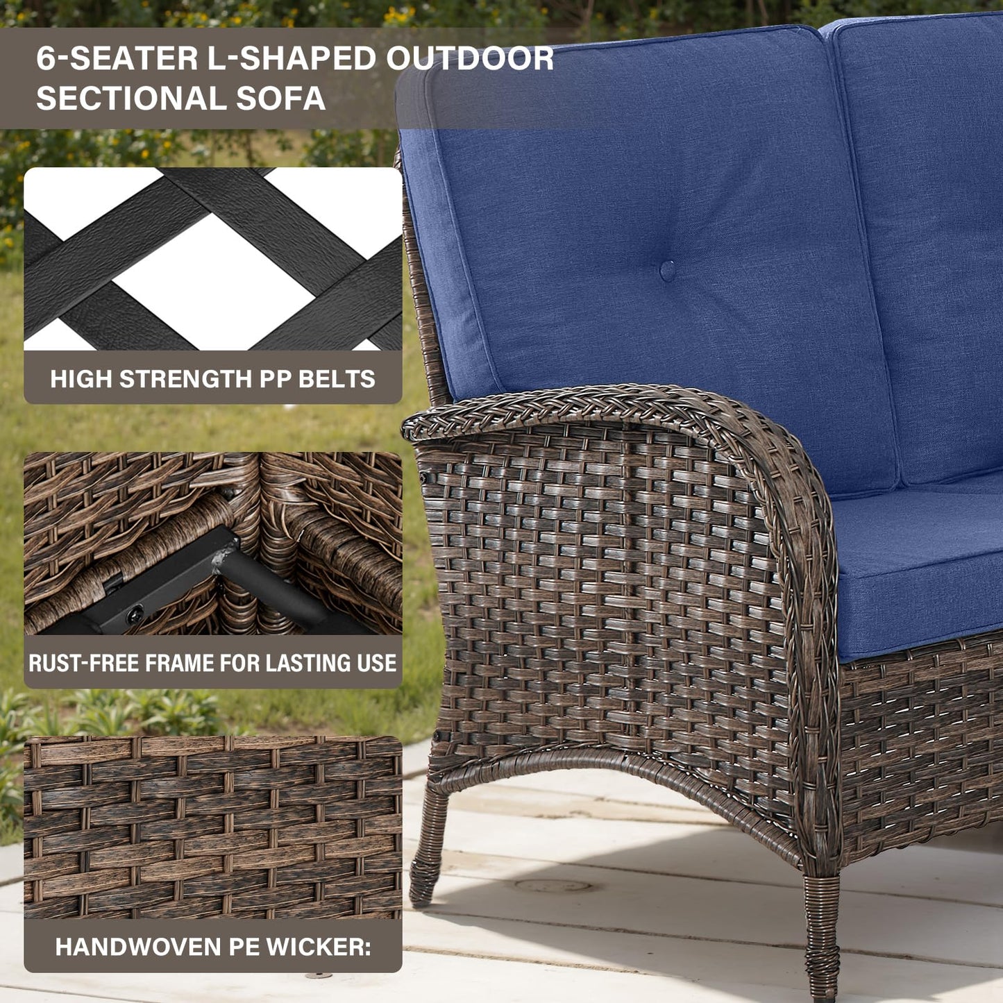 Large Sectional Set 12-Piece with Swivel Glider Chairs, Coffee Table, Side Table, and Ottoman, NDS Series