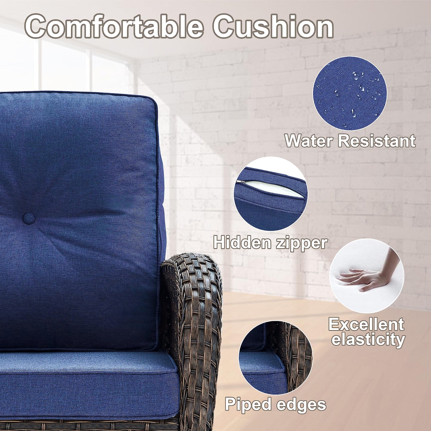 Patio Single PE Wicker Rocking Chair with Thick Cushions, NDS Series
