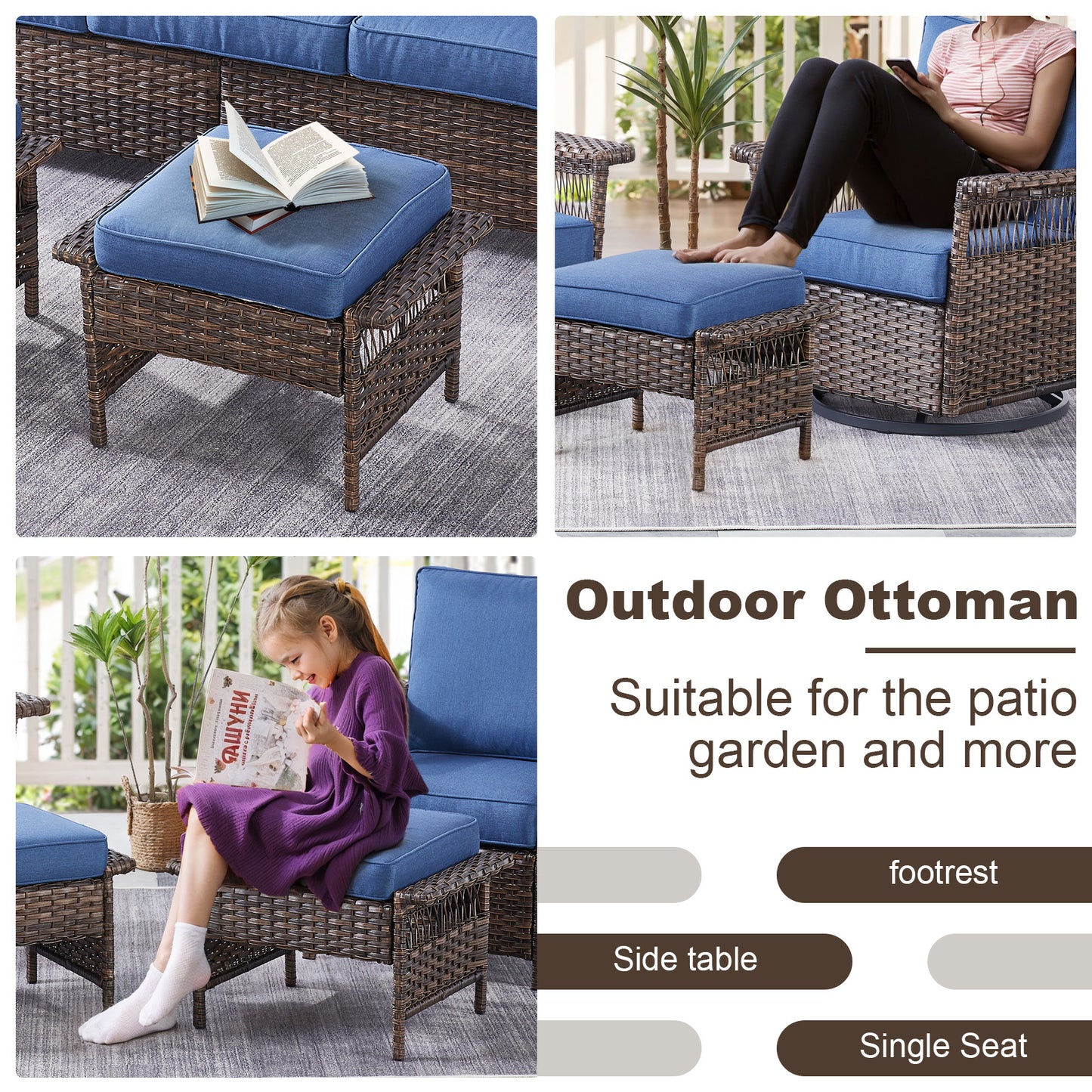 Outdoor Ottoman, SS Series