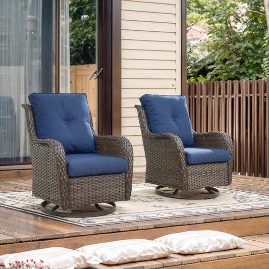 Outdoor 2PC PE Rattan Swivel Glider Chairs, NTC Series