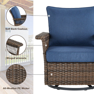 Swivel Glider Chairs Set with Side Table, SS Series - Belord