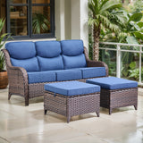3-Piece All-Weather Wicker Sectional Sofa – 6" Ultra-Thick Cushions & Ottomans, NT Series - Belord