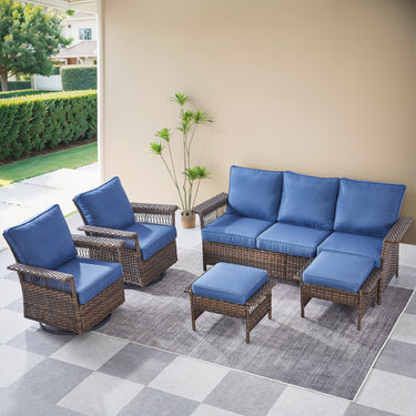 Sofa Set with Swivel Glider Chairs and Ottoman, SS Series - Belord