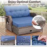 Outdoor Rattan Daybed Set with Multipurpose Ottoman & Side Tray, NDS Series - Belord