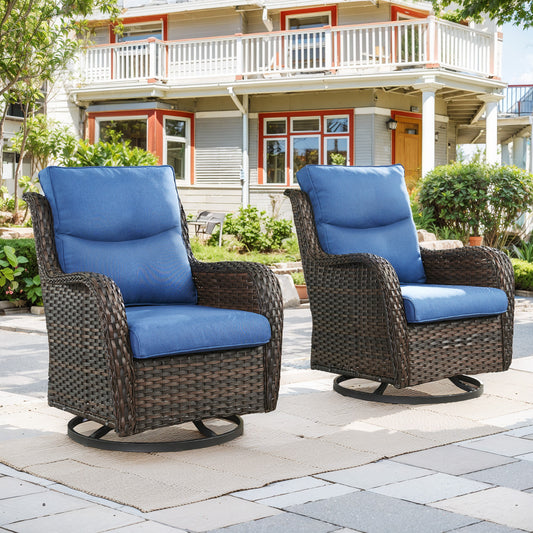 2PC Backyard Rattan Swivel Glider Chairs with 5" Thick Cushions – NTC Series