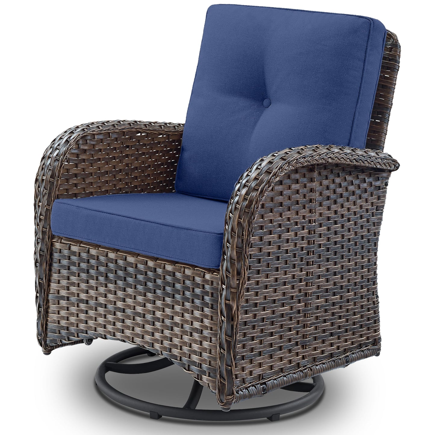 Patio Single PE Wicker Swivel Glider Chair with Thick Cushions, NDS Series