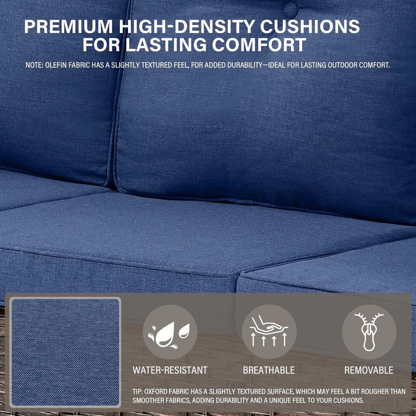 Large Sectional Set 12-Piece with Patio Chairs, Coffee Table, Side Table, and Ottoman, NDS Series