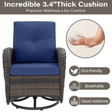 Patio Single PE Wicker Swivel Glider Chair with Thick Cushions, NDS Series - Belord