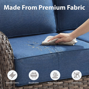 Premium 1-Piece Patio Sofa with Upgraded 6" Cushions – All-Weather Hand-Woven Wicker, High-Back Comfort for Garden & Front Porch, ND Series - Belord