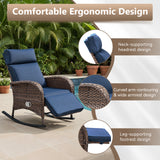 Outdoor Wicker Rocking Recliner Chair with Adjustable Backrest & Footrest, Cushioned PE Rattan Patio Lounge Chair, NDS Series - Belord