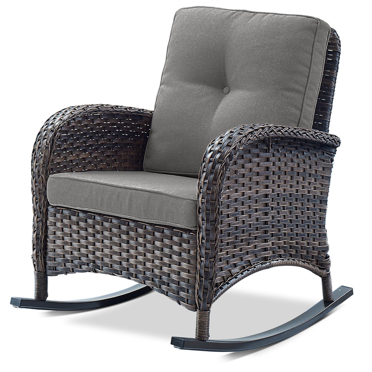 Patio Single PE Wicker Rocking Chair with Thick Cushions, NDS Series
