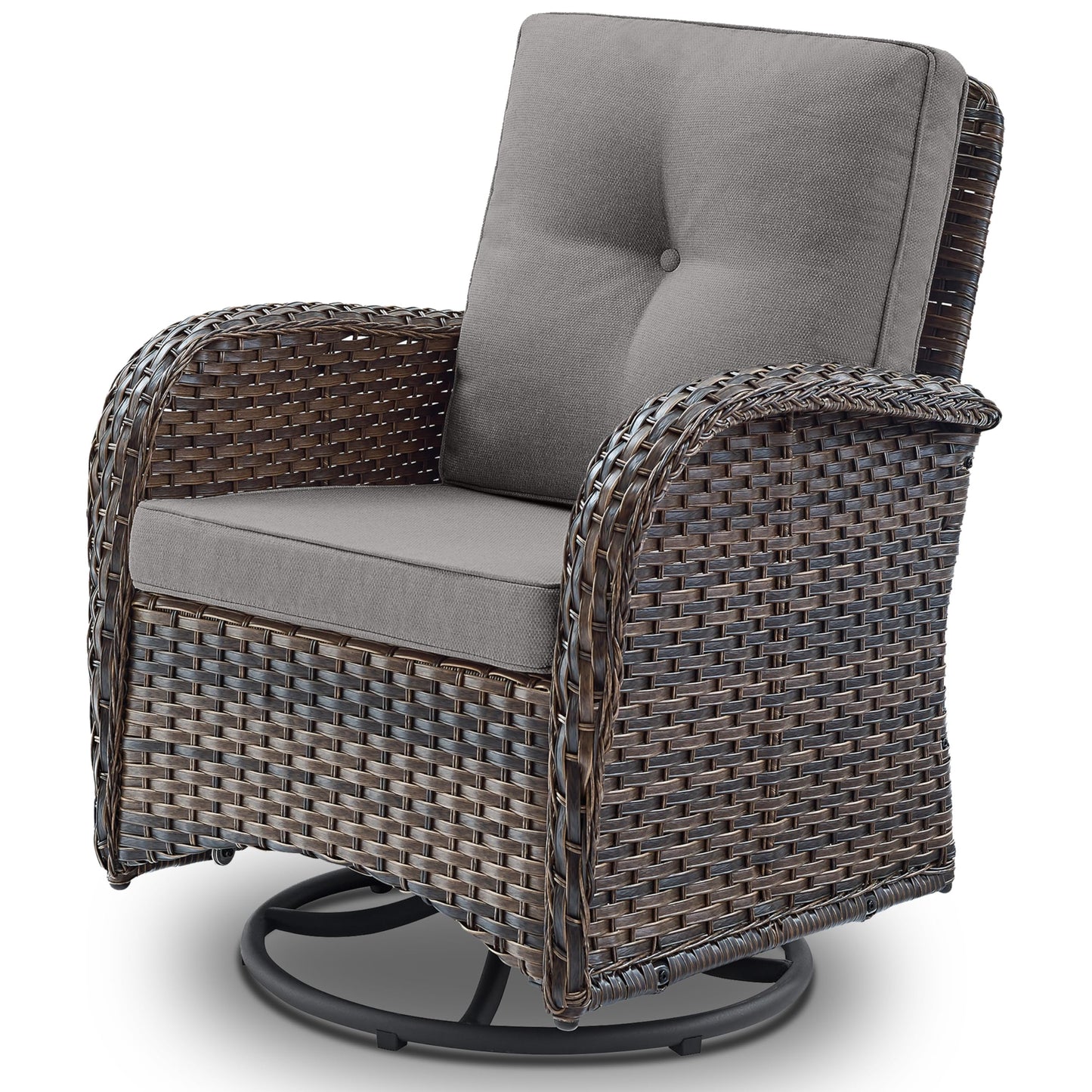 Patio Single PE Wicker Swivel Glider Chair with Thick Cushions, NDS Series