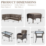 Large Sectional Set 12-Piece with Patio Chairs, Coffee Table, Side Table, and Ottoman, NDS Series - Belord
