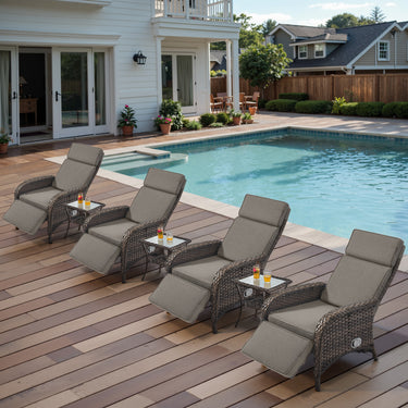 Premium 7-Piece Patio Conversation Set - 4 Adjustable Recliners & 3 Side Tables with 155° Lay Flat Chaise, NDS Series - Belord