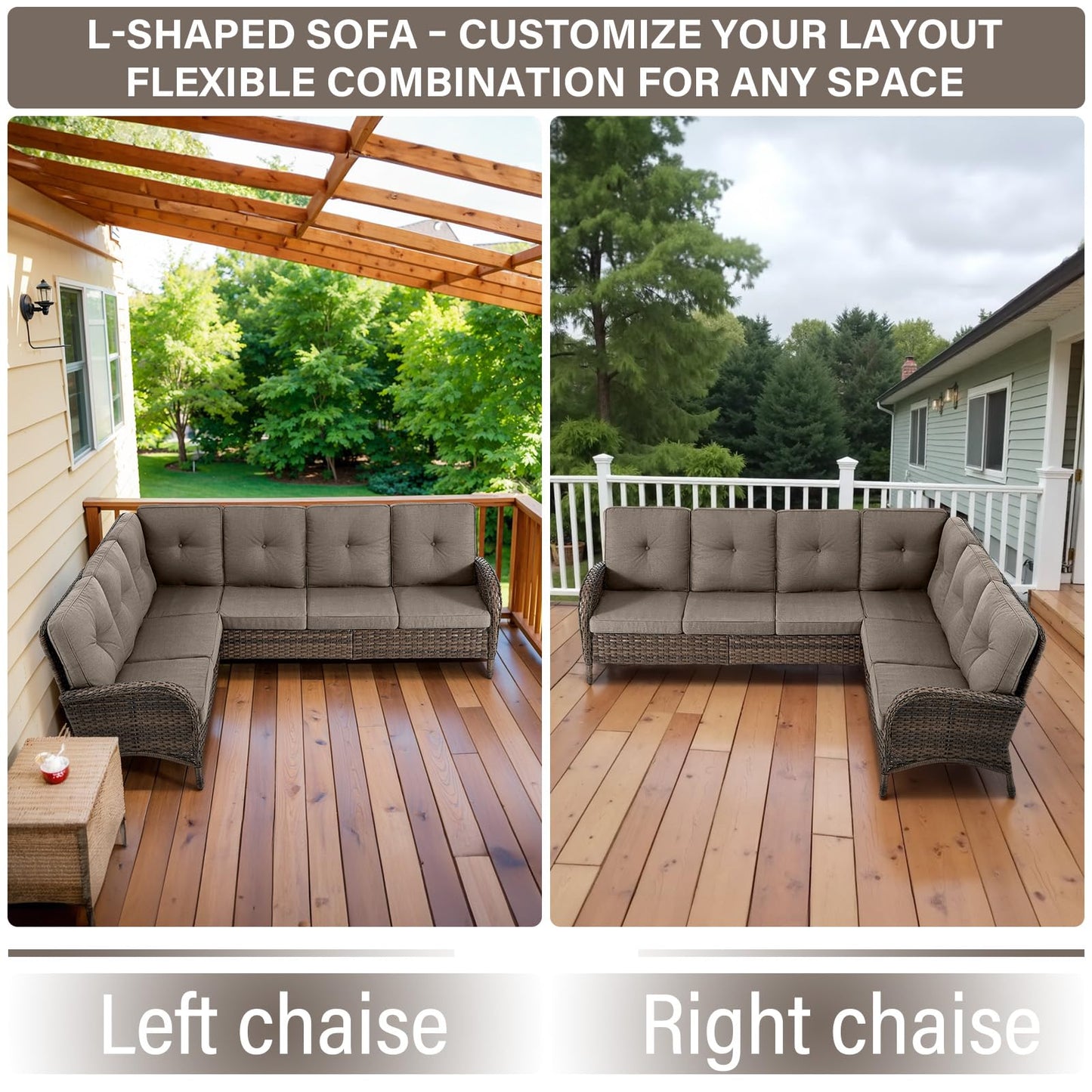 Large Sectional Set 12-Piece with Patio Chairs, Coffee Table, Side Table, and Ottoman, NDS Series