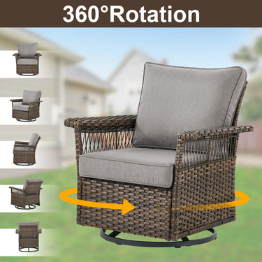 Swivel Glider Chairs Set with Ottoman and Side Table, SS Series - Belord