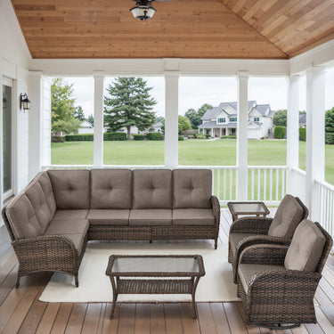 Large Sectional Set 10-Piece with Swivel Glider Chairs, Coffee Table, and Side Table, NDS Series - Belord