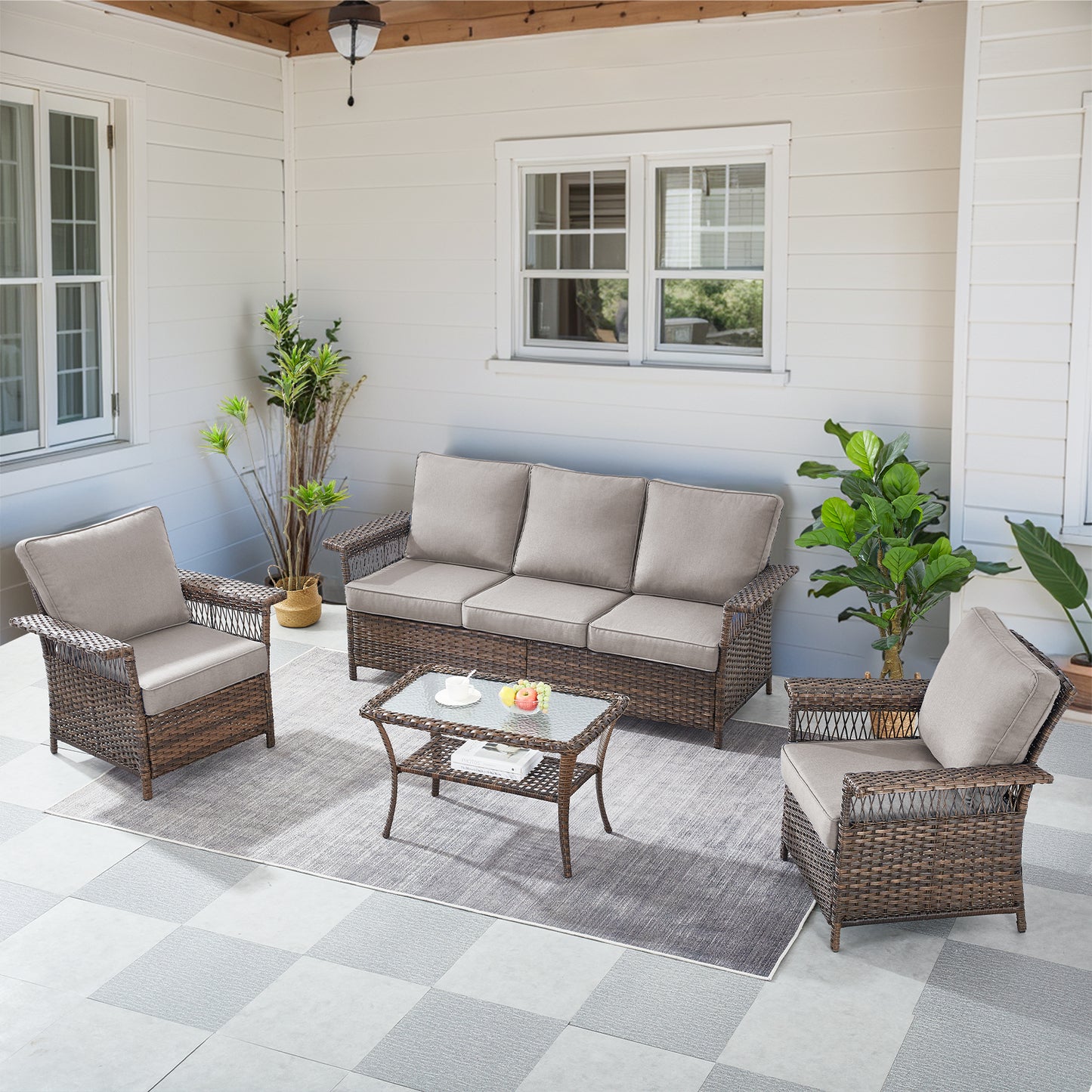 Sofa Set with Patio Chairs and Coffee Table, SS Series