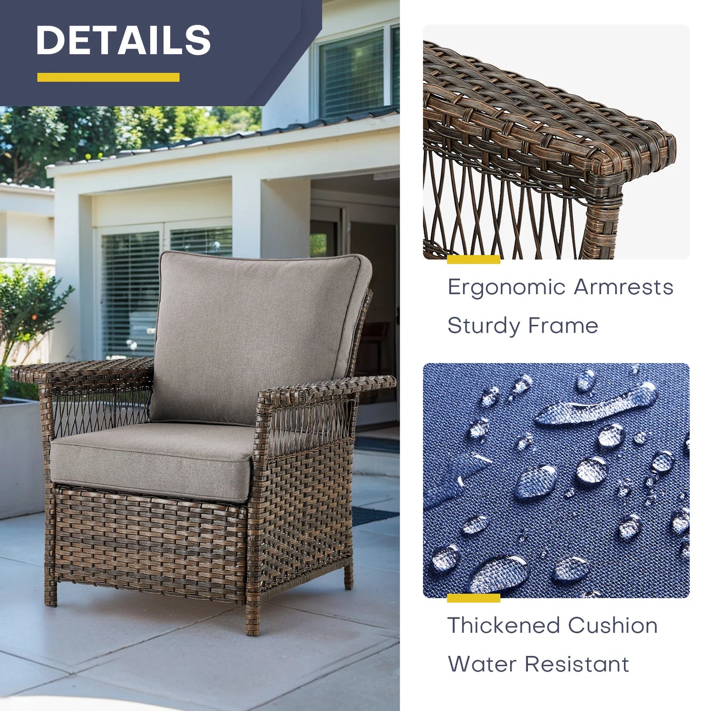 Save 50% - Outdoor 5" Wide Armrest Patio Chair, SS Series