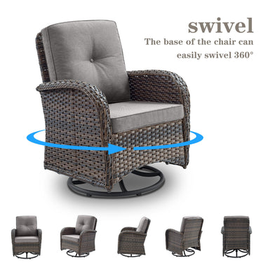 Patio Single PE Wicker Swivel Glider Chair with Thick Cushions, NDS Series - Belord