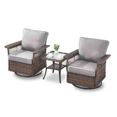 Swivel Glider Chairs Set with Side Table, SS Series - Belord