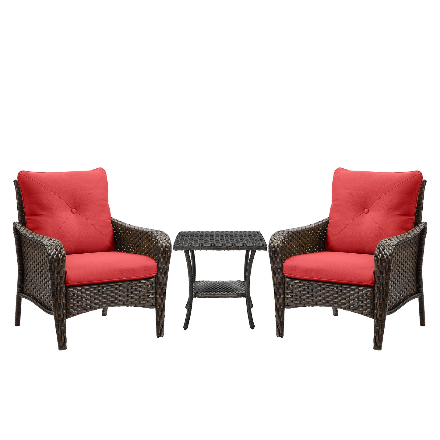 Save 50% - 3-Piece Wicker Patio Bistro Set – Outdoor Rattan Conversation Set with 2 Chairs & Side Table for Porch