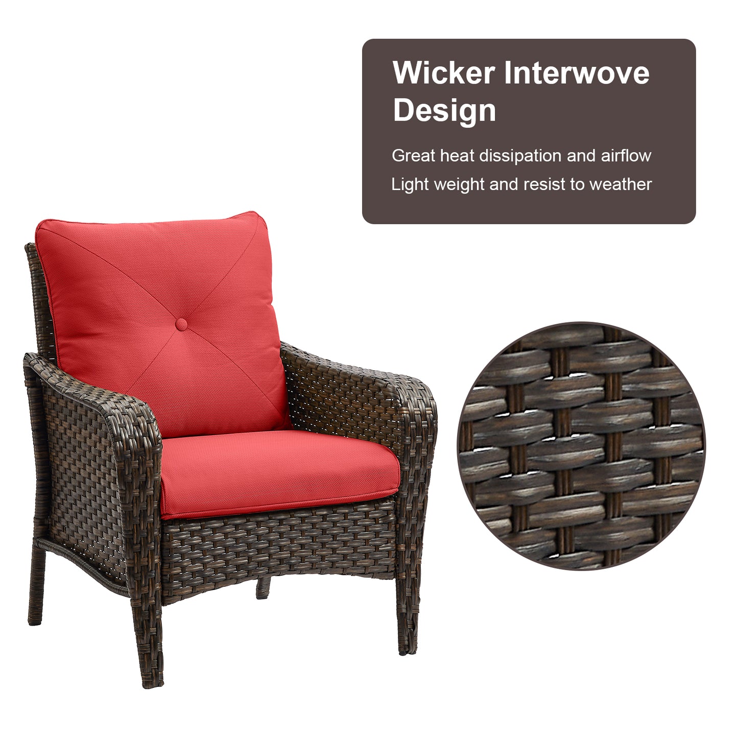 Save 50% - 2-Piece Wicker Patio Chair Set – Deep Seating Rattan Armchairs with Cushions for Porch, Lawn