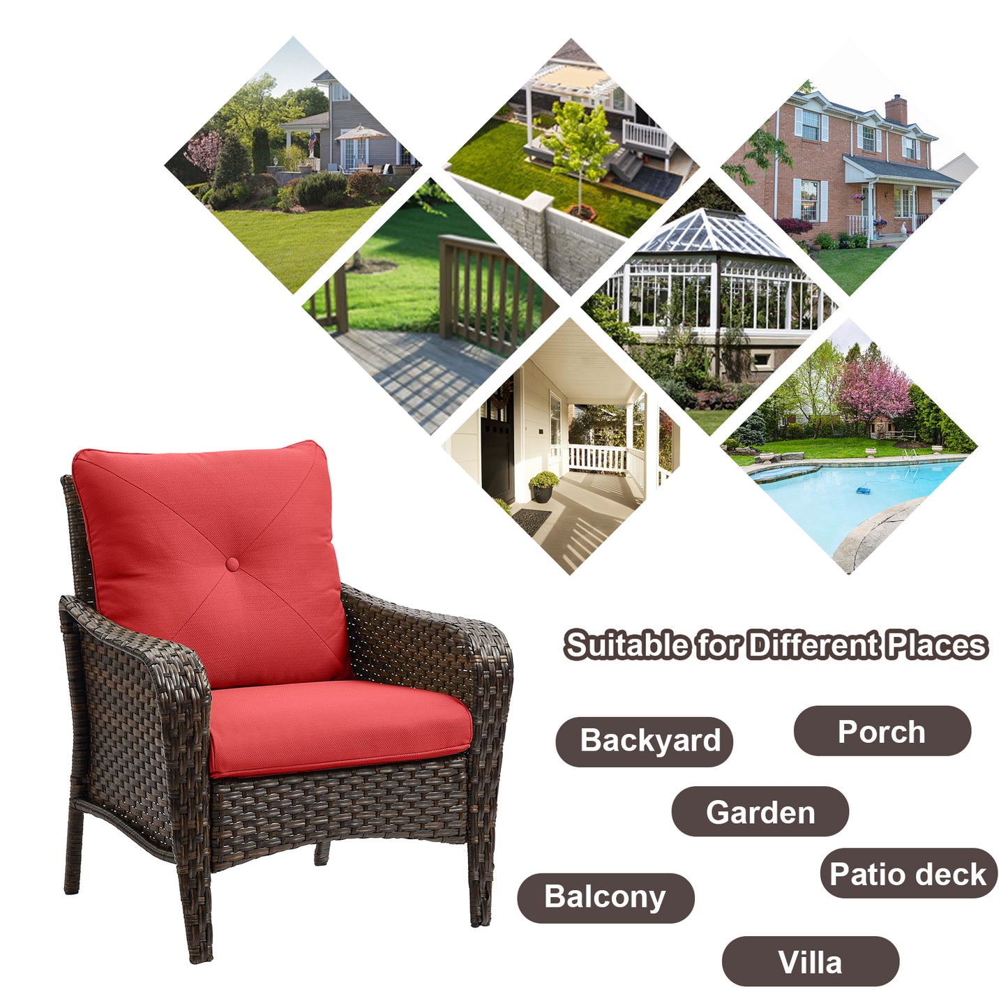 Save 50% - 2-Piece Wicker Patio Chair Set – Deep Seating Rattan Armchairs with Cushions for Porch, Lawn