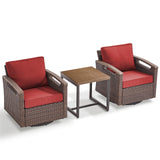 Heavy-Duty 3-Piece Outdoor Swivel Glider Set with Metal Side Table, BBR Series - Belord